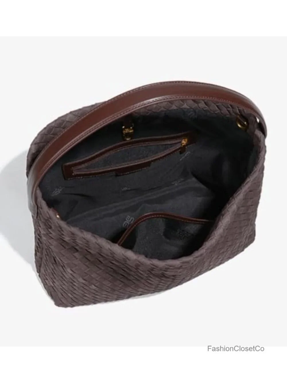 Slouchy Woven Faux Suede Tote Shoulder Bag Hobo Purse Work Travel